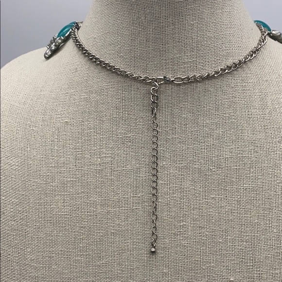 Turquoise and Rhinestone Statement Necklace - Picture 2 of 2